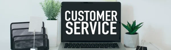 Laptop screen displaying customer service