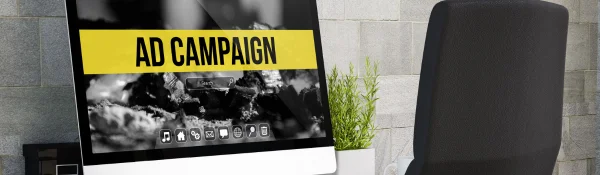 Campaign ad on a desktop screen